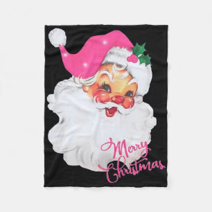 Vintage rosa Weihnachtsmann Frohe Weihnachten Pyja Fleecedecke