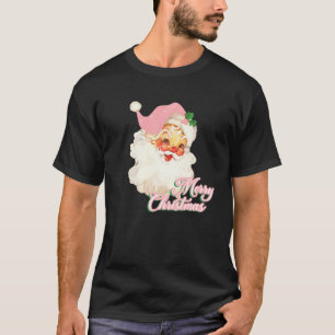 Vintage Rosa Weihnachtsmann Rosa Weihnachten Fröhl T-Shirt