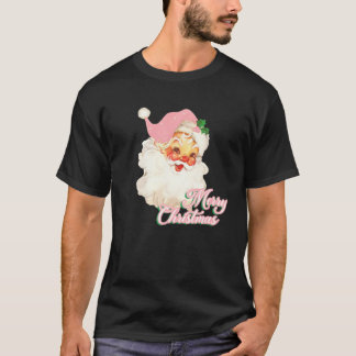Vintage Rosa Weihnachtsmann Rosa Weihnachten Fröhl T-Shirt