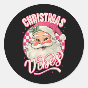 Vintage Rosa Weihnachtsmann Rosa Weihnachtsstimmun Runder Aufkleber