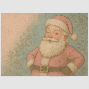 Vintage Rosa Weihnachtsmann Shabby Christmas Flo Seidenpapier