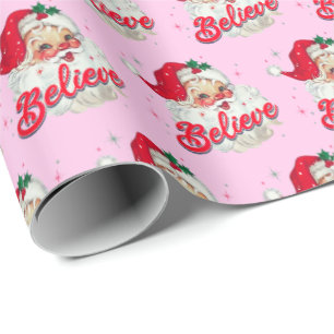 Vintage Rosa Weihnachtsmann Weihnachtsgeschenk Ros Geschenkpapier