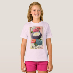 Vintage-Rosa-Weiße-Aster-Blumen-Malerei T-Shirt
