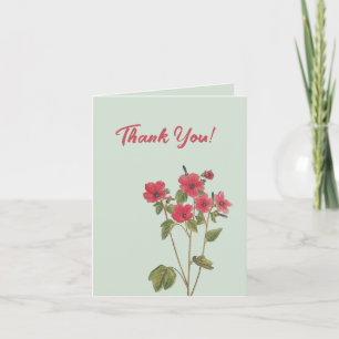 Vintage-Rosa-Wildblumenstrauß  Dankeskarte