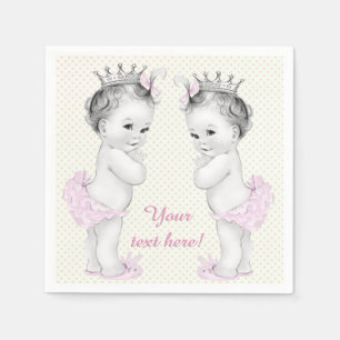 Vintage-Rosa-Zwillinge-Baby-Party für Mädchen Serviette