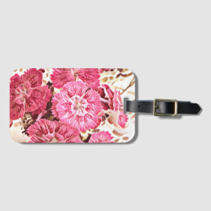 Vintage rosafarbene Blumen-Gepäckanhänger Gepäckanhänger