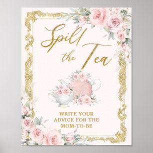 Vintage Rosafarbenes Blumen-Baby-Shower - Die Katz Poster