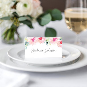 Vintage rosafarbenes Frühlingsblumen-Hochzeit Platzkarte