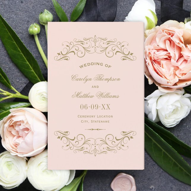 Vintage rosafarbenes Hochzeitsprogramm (Von Creator hochgeladen)