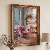 Vintage rosafarbenes Weihnachtswohnzimmer Cottagec