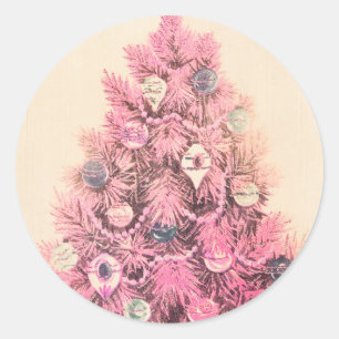Vintage-Rosane Weihnachtsbaum Runder Aufkleber