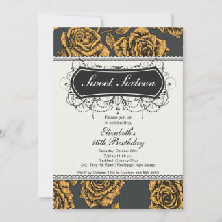 Vintage Rose 16 . Geburtstag Geburtstag Einladung