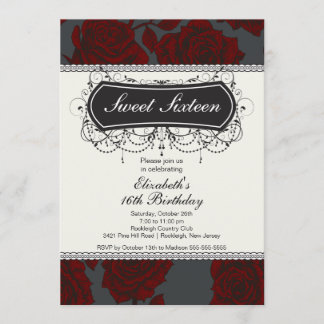 Vintage Rose 16 . Geburtstag Geburtstag Einladung