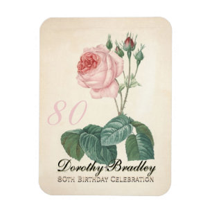 Vintage Rose 80. Geburtstagsfeier - Magnet