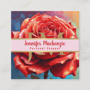 Vintage Rose AI Blumendesign Quadratische Visitenkarte