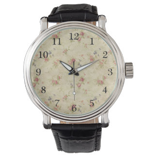 Vintage Rose alte gequälte Stoffmuster Armbanduhr