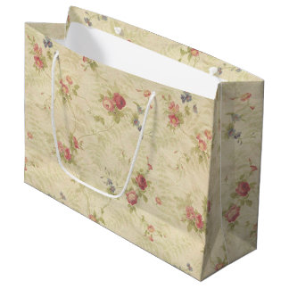 Vintage Rose alte gequälte Stoffmuster Große Geschenktüte