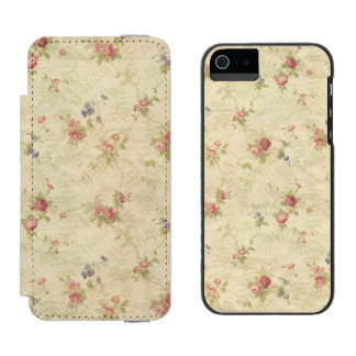Vintage Rose alte gequälte Stoffmuster Incipio Watson™ iPhone 5 Geldbörsen Hülle