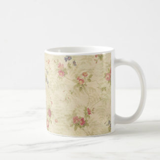 Vintage Rose alte gequälte Stoffmuster Kaffeetasse