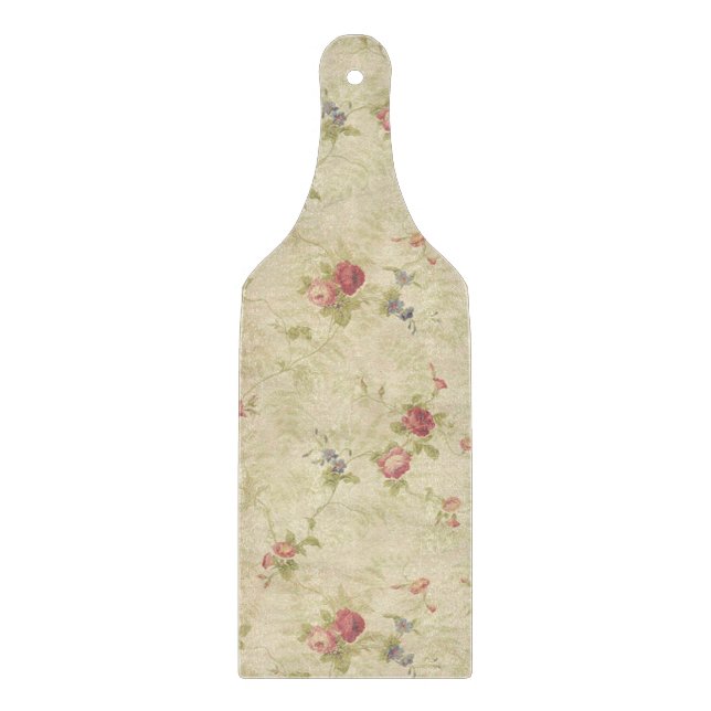 Vintage Rose alte gequälte Stoffmuster Schneidebrett (Vorderseite)
