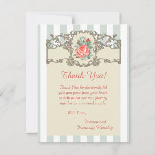 Vintage Rose Antik 4x5 Hochzeit Dankeschön Karte