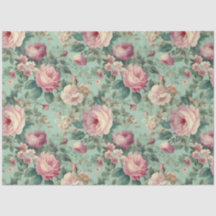 Vintage Rose Aqua Decoupage