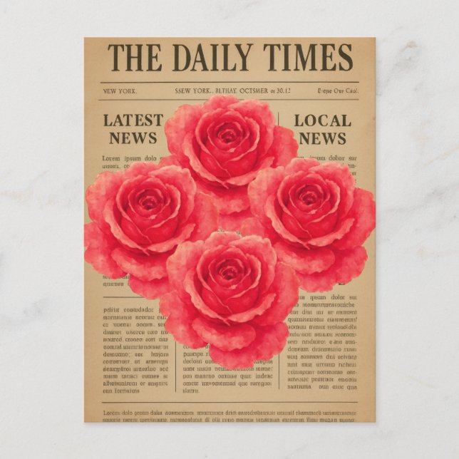 Vintage Rose auf antikem Papier Postkarte (Vorderseite)