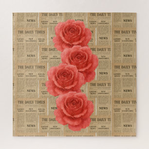 Vintage Rose auf antikem Papier Puzzle