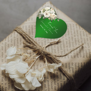 Vintage Rose auf Emerald Boho Wedding Herz-Aufkleber