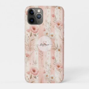 Vintage-Rose auf gestreiftem rosa Hintergrund Case-Mate iPhone Hülle