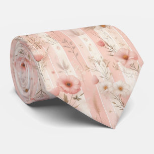 Vintage-Rose auf gestreiftem rosa Hintergrund Krawatte