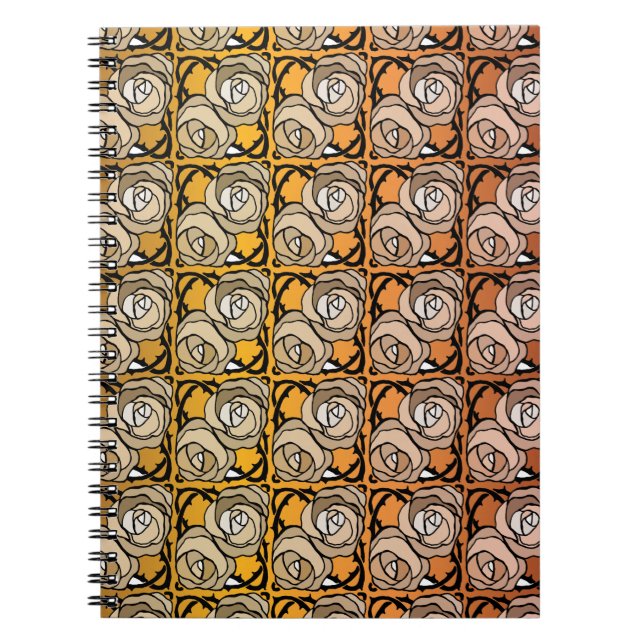 Vintage Rose aus Schwarz und Gold Notizblock (Vorderseite)