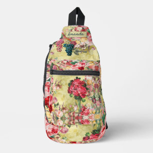 Vintage Rose aus Shabby Chic und Vasengelb Crossbody Bag