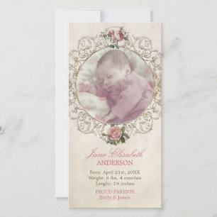 Vintage Rose Baby Girl Ankündigung