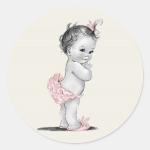 Vintage-Rosé-Babyparty-Aufkleber Runder Aufkleber