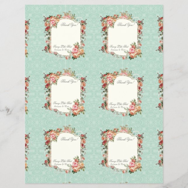 Vintage Rose Barock Elegante Danke Notizen Flyer (Vorne)