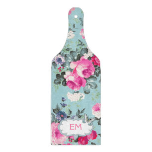 Vintage Rose   Benutzerdefiniertes Monogramm-Gesch Schneidebrett