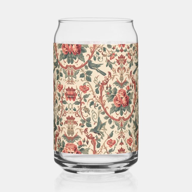 Vintage Rose & Bird Pattern Romantic Art Nouveau Dosenglas (Links)