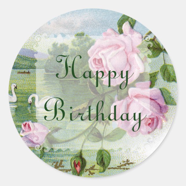 Vintage Rose Birthday Stickers (Vorderseite)