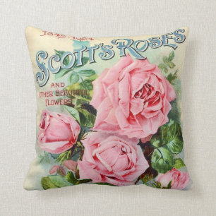 Vintage Rose Blume Katalog Deckblatt Illustration Kissen