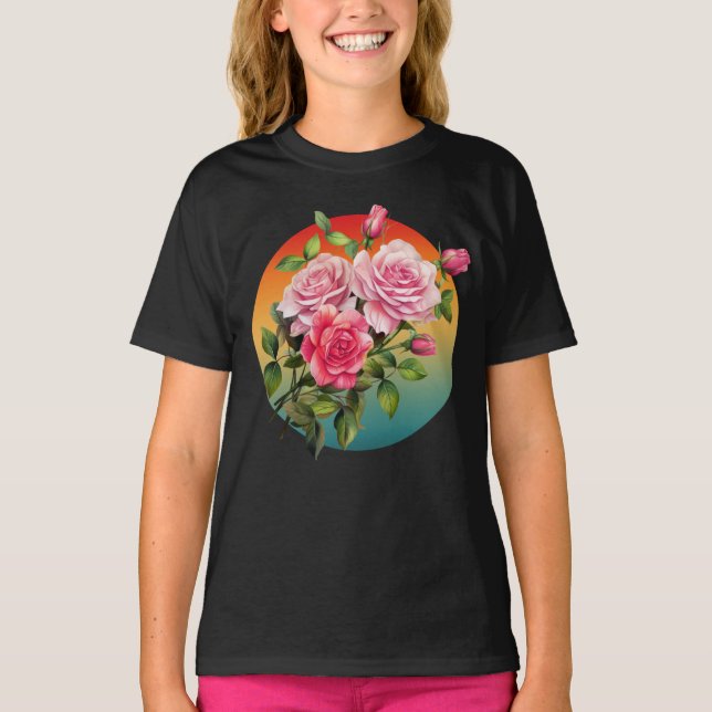 VINTAGE ROSE BLUME ROSE BOUQUET T-Shirt (Vorderseite)