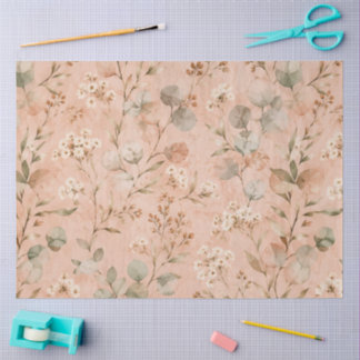 Vintage-Rosé-Blumen-Aquarell-Eukalyptus-Muster Seidenpapier