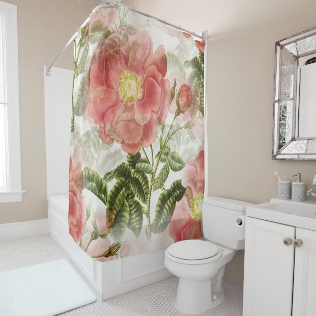 Vintage Rose Blumenblütendusche Duschvorhang (Beispiel)