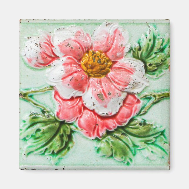 Vintage Rose Blumenfolie Magnet (Vorne)