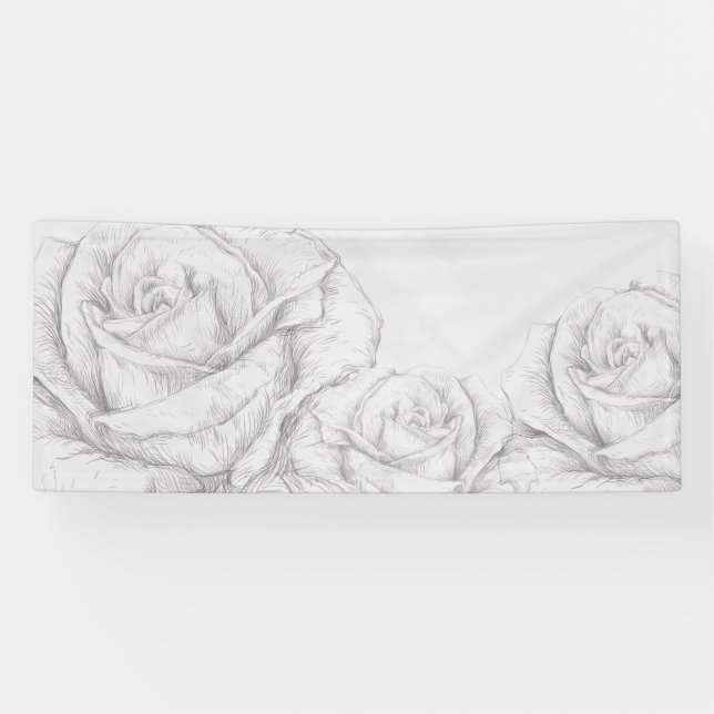 Vintage Rose Blumengrau dekorativ Banner (Horizontal)