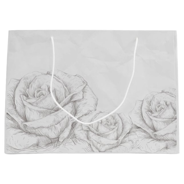 Vintage Rose Blumengrau dekorativ Große Geschenktüte (Vorderseite)