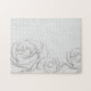 Vintage Rose Blumengrau dekorativ Puzzle