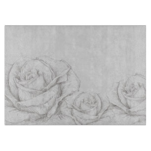 Vintage Rose Blumengrau dekorativ Schneidebrett