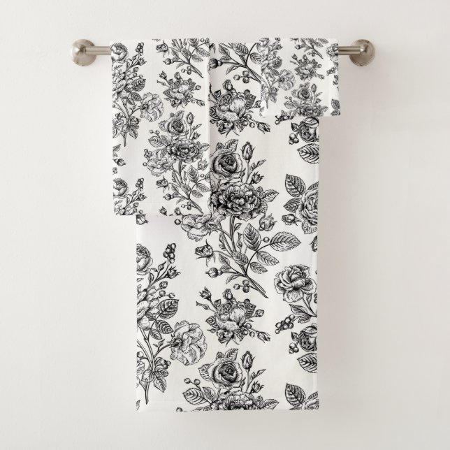 Vintage Rose Blumenmuster Badhandtuch Set (Insitu)