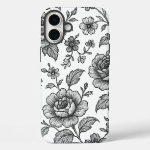 Vintage Rose Blumenmuster iPhone 16 Plus Hülle